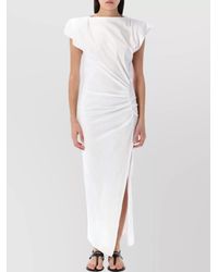 Isabel Marant - Cotton Draped Boat Neck Short Sleeve Maxi Dress - Lyst