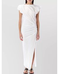 Isabel Marant - Cotton Draped Boat Neck Short Sleeve Maxi Dress - Lyst
