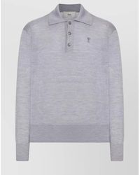Ami Paris - Embroidered Polo Sweater Long Sleeves - Lyst