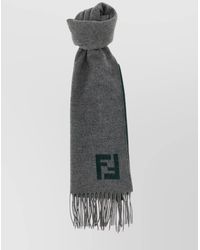 Fendi - Wool Cashmere Logo Fringed Scarf - Lyst