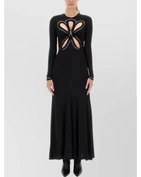 Rabanne - Cutout Embellished Floral-Detail Long-Sleeve Maxi Dress - Lyst