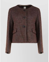 Aspesi - Round Neck Tweed Jacket - Lyst