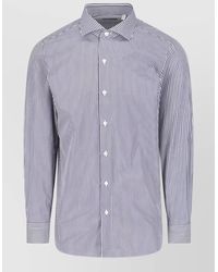 Finamore 1925 - Striped Button Down Collar Long Sleeve Shirt - Lyst