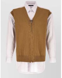 Comme des Garçons - Striped Cotton V-Neck Cardigan Insert Shirt - Lyst