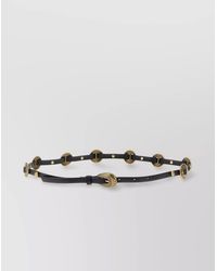 Pinko - Calfskin Leather Engraved Plaque Belt - Lyst