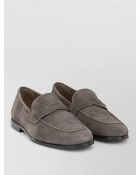 Ferragamo - Tiberio Suede Loafers Round Toe Rubber Sole - Lyst