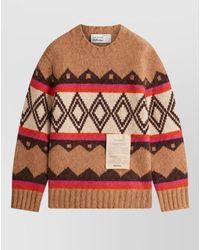 Ballantyne - Wool Geometric Jacquard Crew Neck Jumper - Lyst