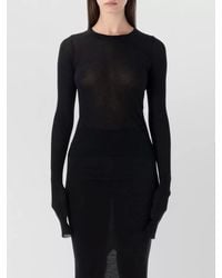 Rick Owens - Silk-Blend Ribbed Cropped Slim-Fit Long-Sleeve T-Shirt - Lyst