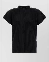 Homme Plissé Issey Miyake - Polyester Shirt Button Detailing Ribbed Short Sleeves - Lyst