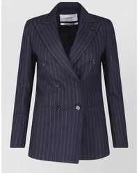Lardini - Double Breasted Pinstripe Blazer Flower Pin - Lyst