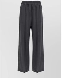 Brunello Cucinelli - Wool Trousers With Elastic Waistband And Wide Leg - Lyst