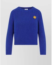 Celine - Long Sleeve Crew Neck Sweater With Ribbed Hem - Lyst