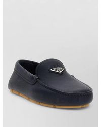Prada - Hammered Leather Driver Loafers Textured Sole - Lyst