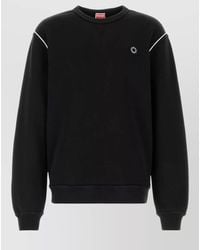 KENZO - Cotton Sweatshirt Contrast Piping Ribbed Cuffs Hem - Lyst