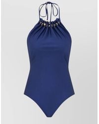 Zimmermann - Aster Swimsuit Halterneck Open Back Ruched - Lyst