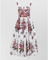 Dolce & Gabbana - Cotton Midi Dress With Iconic Print - Lyst