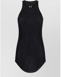 Rick Owens - Silk Blend Ribbed Halterneck Tank Top - Lyst