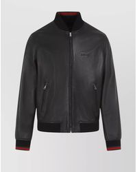 Gucci - Lamb Leather Bomber Jacket With Ribbed Collar - Lyst