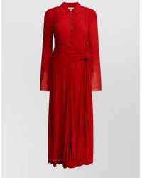 Ganni - Long Dress Waist Tie Button Detail - Lyst