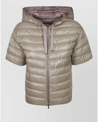 Herno - Hooded Short Sleeve Quilted Shiny Jacket - Lyst