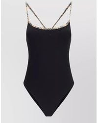 Burberry - Check Trim Swimsuit Square Neckline Low Back - Lyst
