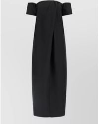 Magda Butrym - Wool Silk Off-Shoulder Lace-Bustier Midi Dress - Lyst