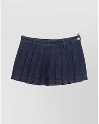 7 For All Mankind - Denim Pleated Mini Skirt - Lyst