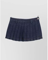 7 For All Mankind - Mini Skirt With Pleated Design And Belt Loops - Lyst