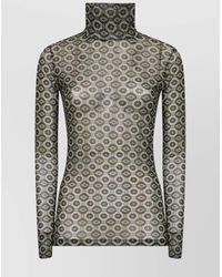 Dries Van Noten - High Neck Mesh Top With Mini Tie Print - Lyst