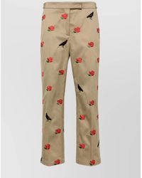 Thom Browne - Cotton Embroidered Mid-Rise Tapered Cropped Trousers - Lyst