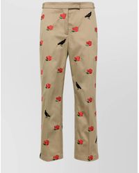 Thom Browne - Cotton Embroidered Mid-Rise Tapered Cropped Trousers - Lyst