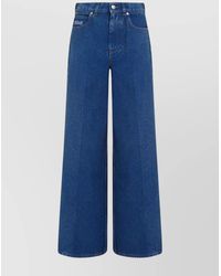 Marni - Wide Leg Cotton Denim Jeans With Embroidered Detail - Lyst