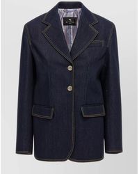 Etro - Denim Single-Breasted Blazer - Lyst