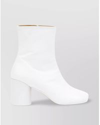 MM6 by Maison Martin Margiela - Block Heel Leather Ankle Boots - Lyst