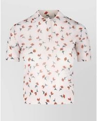Jil Sander - Knit Polo Collar Top Floral Pattern - Lyst