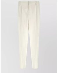 Brunello Cucinelli - Cotton High-Rise Tapered Pleated Tailored Trousers - Lyst