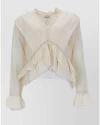 Isabel Marant - Lace Trim Layered Long Sleeve Ruffled Top - Lyst