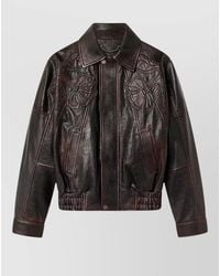 Golden Goose - Leather Floral-Embroidered Oversized Bomber Jacket - Lyst