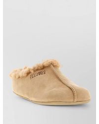 MM6 by Maison Margiela - Numeric Signature Suede Sabots Faux Fur Trim - Lyst