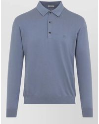 Etro - Knitted Long Sleeve Cotton Polo Shirt - Lyst