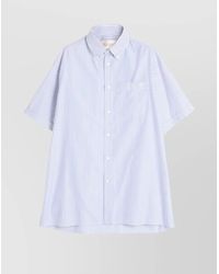 Valentino Garavani - Striped Cotton Short-Sleeve Button-Down Shirt - Lyst