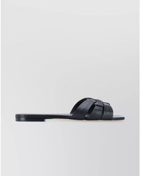 Saint Laurent - Leather Interwoven Strap Flat Slides - Lyst