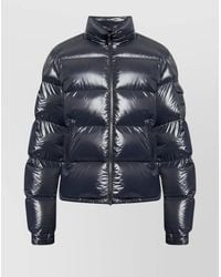 Moncler - High Collar Quilted Jacket With Shiny Finish - Lyst