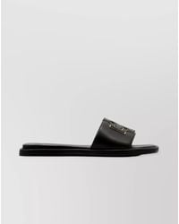 Tory Burch - Leather Logo-Embellished Slide Sandals - Lyst