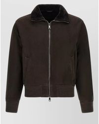 Giorgio Brato - Suede Bomber Jacket Shearling Collar Ribbed Trims - Lyst