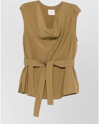 Alysi - Draped Front Sleeveless Top Side Slits - Lyst