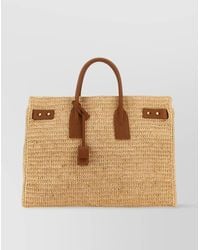 Saint Laurent - Sac De Jour Medium Raffia Shoulder Bag - Lyst