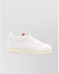 Gucci - Leather Web Detail Sneakers With Rubber Sole - Lyst