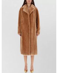 Stand Studio - Long Faux Fur Coat Gabriella Lapel Collar - Lyst