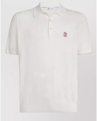 Brunello Cucinelli - Cotton Logo Embroidered Short-Sleeve Polo Shirt - Lyst
